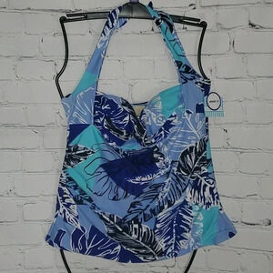 Halter Tankini with Twisted Front and Padded Cups NWT